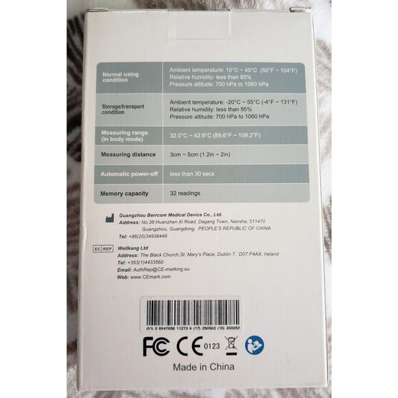 Berrcom JXB-178 Non-Contact Infrared Thermometer Brand New In Box NIB - Picture 3 of 4